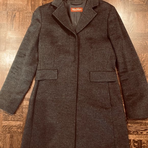 Max Mara 100% wool dark grey coat Size 10 - Picture 2 of 7